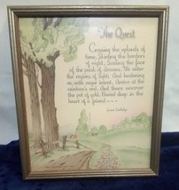 1930&#39;s Buzza Craftacres The Quest Framed Poem Grace Coolidge Original Frame - £18.09 GBP