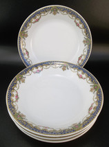 Jean Boyer JB Limoges France Pink Roses Blue Porcelain Lot 4 Small Berry... - £17.12 GBP