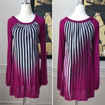 Industry Shift Dress Magenta Bold Stripe Small - $19.44
