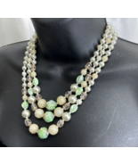 Vintage Japan Faux Pearl Sugar Beads Three Strand 18” Necklace With of E... - £11.84 GBP
