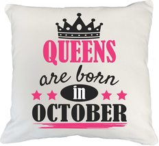 Make Your Mark Design Queens are Born in October White Pillow Cover for Mom and  - £20.28 GBP+