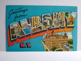 Greetings From Albany New York Large Big Letter City Postcard Chrome Tichnor - £6.45 GBP