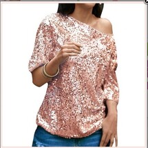  Thirteen Sparkling Sequined Shimmer Sleeveless Spaghetti Strap Tee Shir... - $63.95