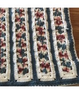 Beautiful Vintage Blue, Mauve And White Crochet Afghan 74”x49” - £18.17 GBP