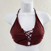 Bikini Top Only Burgundy Women&#39;s Strappy Adjustable Tie Medium - $11.88