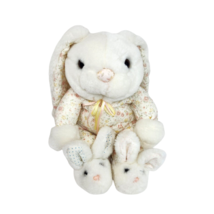 Vintage White Bunny Rabbit Flower Pajamas + Slippers Stuffed Animal Plush Toy - £43.90 GBP