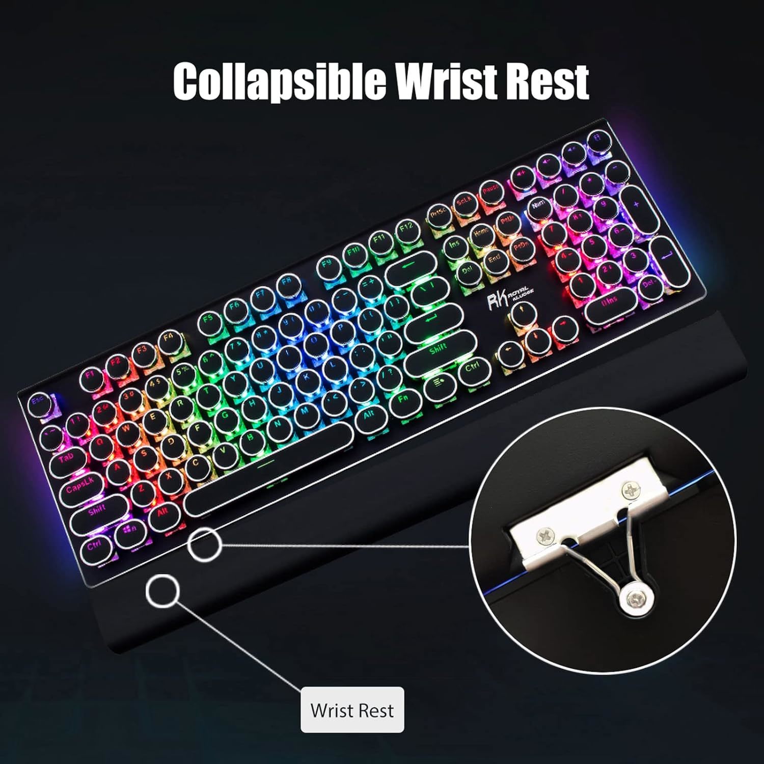 Ctr R Keyboard Rk Royal Kludge S108 Typewriter Keyboard, Retro Mechanical Gaming ...