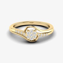 Natural Round Cut Diamond, 14kt Gold Sunflower Ring, Engagement Ring, Twist Shan - $318.49