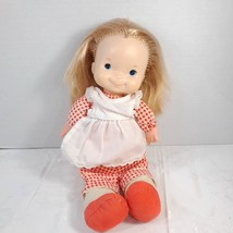 Fisher Price Toys #200 Mary Lapsitter baby Doll red plaid apron 1973 Vin... - $25.00