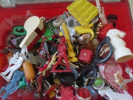 Vintage Junk Drawer lot of Trinkets keychains Vending toys Cracker Jack ... - $27.69