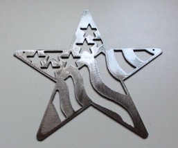 Stars &amp; Stripes Star - Metal Wall Art - Silver 14&quot; - £28.83 GBP