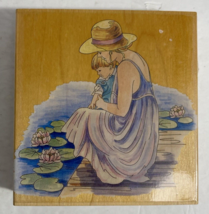 Mother and Son Lily Pads Lake Cole Stamps Happen Wood Mounted Rubber Sta... - $9.32