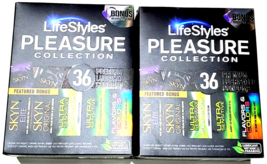 2 Packs LifeStyles Pleasure Collection 36 Premium Lubricated Condoms Bonus - $33.99