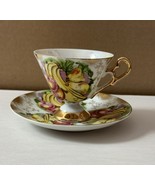 Vintage Banana Fruit Motif Footed Teacup &amp; Saucer Japan - $24.75