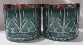 White Barn Bath &amp; Body Works 3-wick Scented Candle Lot Set of 2 JUNIPER &amp; GIN - £52.20 GBP