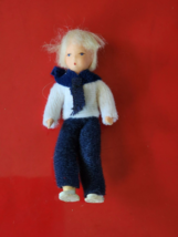 VTG German Flexible Caco Doll Girl Child Dollhouse 3 1/2&quot; Molded Hair - £22.23 GBP