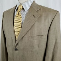 Stafford Mens Sport Coat Suit Jacket 41L Brushed Tan Three Button Wool B... - $24.99