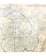 1916 United States Of America Map Fold Out North Central Boundary 10&quot;x15... - $551.07 MXN
