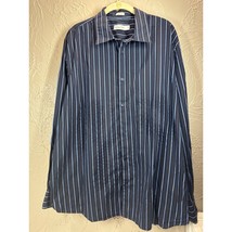 Calvin Klein Long Sleeve Button Down Black Blue Striped Shirt Business S... - $372.25 MXN