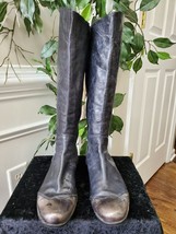 MO. S Women Metallic Leather Upper Round Toe Side Zip Knee High Casual B... - $58.00