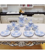 AirAds Dollhouse 1:12 miniature Porcelain Set Tea Set Coffee Set blue gr... - £6.80 GBP