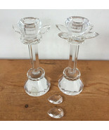 Vtg Antique Style Shannon Irish Crystal Facet Glass Candlestick Taper Ho... - $49.99