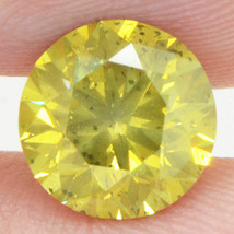 Round Cut Diamond Fancy Yellow Color SI1 Certified 2.00 Carat Natural Enhanced - £2,061.56 GBP