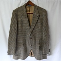 Vtg Pendleton 42L Brown Houndstooth Hacking Elbow Patch Blazer Jacket Sp... - $103.11