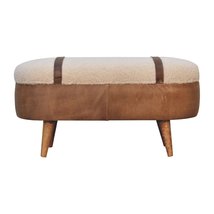 Artisan Furniture Tan Bufallo Leather Boucle Nordic Bench - $359.99