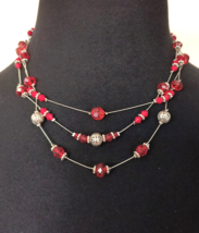 Charming Charlie Women&#39;s Fashion Jewelry Multistrand Red Acrylic Bead Ne... - £12.63 GBP
