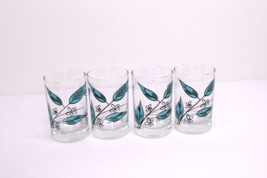 Set of 4 Vintage Salem Biscayne/Royal Windsor 3.5&quot; Juice Glass Blue Leaves 4 oz - £27.24 GBP