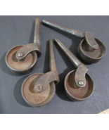 4 Antique Vintage strong STEEL &amp; IRON Casters Wheels Furniture Rollers - £21.25 GBP