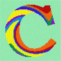 Pepita Needlepoint Canvas: Letter C Tie Dye Rainbow, 7&quot; x 7&quot; - £40.30 GBP+