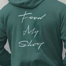 Heavy Blend Hoodie Sweatshirt &quot;Feed My Sheep&quot; White Font Print on Back - $33.44+