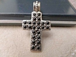.925 sterling silver black onyx christian cross crucifix pendant - free ... - £31.59 GBP