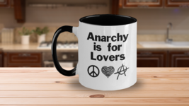 Anarchy Is For Lovers Mug White Two Tone Coffee Cup Symbols Peaceful Self Owners - £18.61 GBP