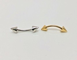 14K Solid Yellow Gold Cone Spike Eyebrow Body Piercing Jewelry 16G - £56.21 GBP