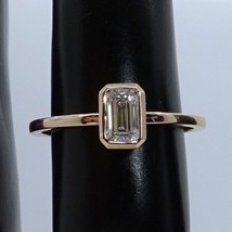 1/2 KT Smeraldo Zircone Cubico 14K Oro Giallo Sopra Anello di Fidanzamento - £133.23 GBP