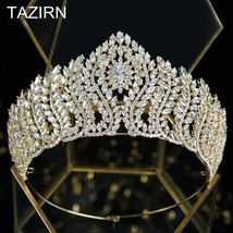 Big Zircon Women Crown Bridal Tiaras Wedding Headwear Diadem For Pageant... - £117.31 GBP