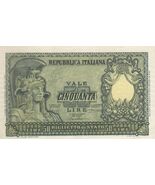 Italy, 50 Lire, 1951 Issue, Italia - Republica Italiana, P91, UNC - $45.19