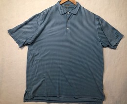 Peter Millar Summer Comfort Striped Polo Shirt Short Sleeve Teal Blue Me... - $24.49