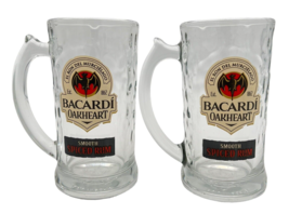 Bacardi Oakheart Rum Mugs Set of 2 Dimpled Glass Steins Bar Party Beer C... - £11.74 GBP
