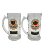 Bacardi Oakheart Rum Mugs Set of 2 Dimpled Glass Steins Bar Party Beer Cocktails - $14.97