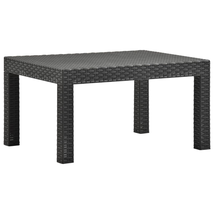 Outdoor Garden Patio Balcony PP Rattan Anthracite Square Coffee Table Tables - £66.02 GBP