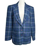 Vtg Pendleton Blazer Jacket Womens Virgin Wool Plaid Blue Pink Green USA... - $29.69
