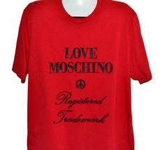 Love Moschino Red Black Logo Cotton Men&#39;s T-Shirt Shirt Size 3XL - £77.81 GBP