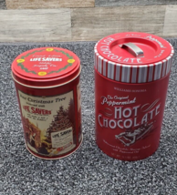 Life Savers 1988 Candy Red Christmas Tin &amp; Williams-Sonoma Hot Chocolate Tin! - £14.91 GBP