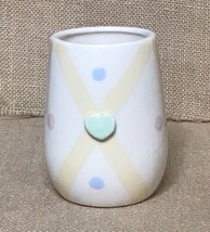 Vintage Paper Windows Pottery Pastel Hearts Coffee Mug Cup Valentines - £18.03 GBP