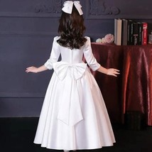 Elegant Flower Girl Dress - Classic Satin Holy Communion Dress - Girls' Party We - £84.66 GBP