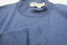 PRISTINE St. Croix Knits Cotton Blend Blue Ribbed LS Mock Neck Sweater XL - £42.16 GBP